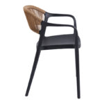 Ankara stackable armchair pp in black color and natural color pe rattan 54x55.5x77cm - Image 3