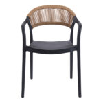 Ankara stackable armchair pp in black color and natural color pe rattan 54x55.5x77cm - Image 4