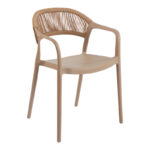 Ankara stackable armchair pp in mocha color and natural color pe rattan 54x55.5x77cm