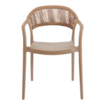 Ankara stackable armchair pp in mocha color and natural color pe rattan 54x55.5x77cm - Image 4