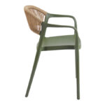 Ankara stackable armchair pp in olive green color and natural color pe rattan 54x55.5x77cm - Image 3