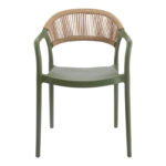 Ankara stackable armchair pp in olive green color and natural color pe rattan 54x55.5x77cm - Image 4