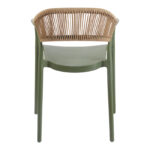 Ankara stackable armchair pp in olive green color and natural color pe rattan 54x55.5x77cm - Image 5