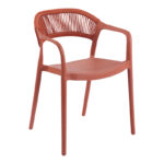 Ankara stackable armchair pp in terracotta color pe rattan 54x55.5x77cm