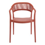 Ankara stackable armchair pp in terracotta color pe rattan 54x55.5x77cm - Image 4