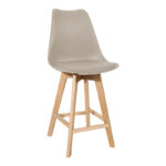 Gaston bar stool pp-pu in cappuccino shade and wooden leg 49x56x112cm