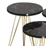 Side tables Wakmi 3 pieces set black marble-gold metal - Слика 2