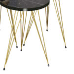 Side tables Wakmi 3 pieces set black marble-gold metal - Слика 3