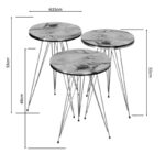 Side tables Wakmi 3 pieces set black marble-gold metal - Слика 4