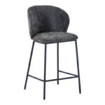 Bar stool Karg gray fabric-black metal leg 49x46x93cm