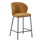Bar stool Karg camel  fabric-black metal leg 49x46x93cm
