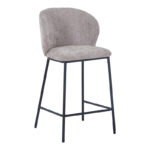 Bar stool Karg beige fabric-black metal leg 49x46x93cm