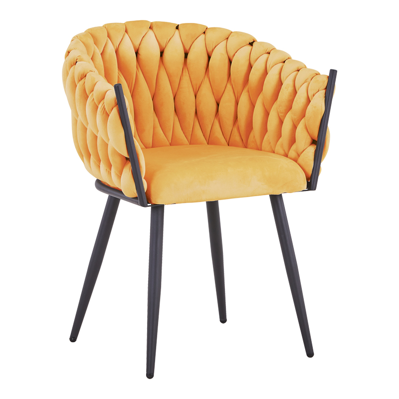 327-000066 Vivian armchair yellow velvet-leg black metal 61x55x80cm - Image 1