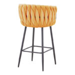 Vivian bar stool yellow velvet-leg black metal 57x50x100cm - Слика 2
