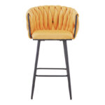 Vivian bar stool yellow velvet-leg black metal 57x50x100cm - Слика 4