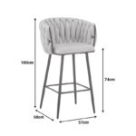 Vivian bar stool rotten apple velvet-leg black metal 57x50x100cm - Слика 5