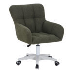 Givole office chair in olive green boucle fabric 55x55x75-84cm