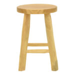 Sega stool natural color teak wood D30x45cm - Image 3