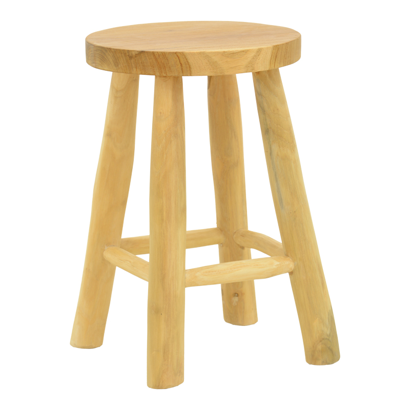 336-000029 Sega stool natural color teak wood D30x45cm - Image 1