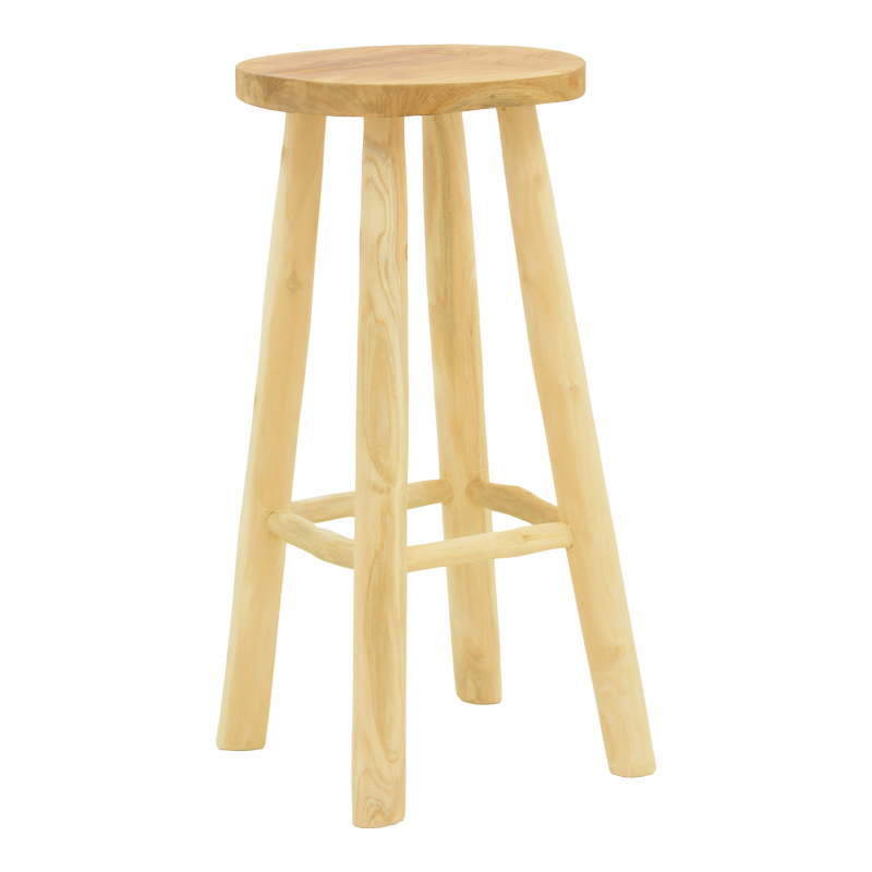 336-000030 Nusiwo bar stool teak wood in natural shade D35x70cm - Слика 1