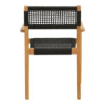 Armchair Lengan teak wood frame in natural shade-black rope 54x52x80cm - Слика 6