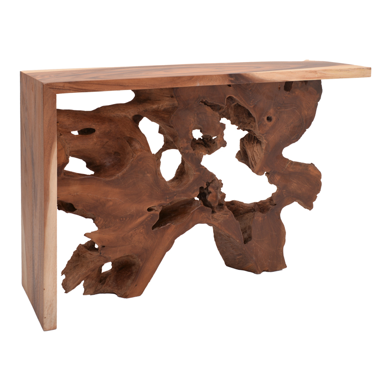343-000079 Console table Jako Inart teak wood in natural color 120x40x80cm - Image 1