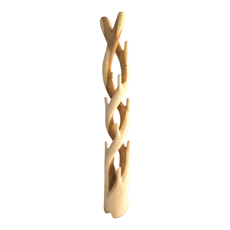 343-000091 Coat rack Joint suar wood in natural color 30x30x200cm - Image 1