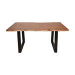 Miles table solid acacia wood thickness 3.7-4cm in walnut shade with black metal legs 140x80x76cm - Image 2