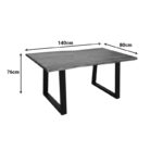 Miles table solid acacia wood thickness 3.7-4cm in walnut shade with black metal legs 140x80x76cm - Image 5
