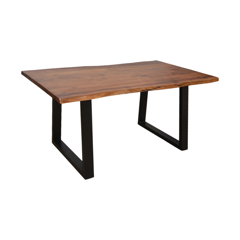 372-000019 Miles table solid acacia wood thickness 3.7-4cm in walnut shade with black metal legs 140x80x76cm - Image 1