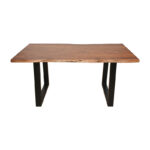 Miles table solid acacia wood thickness 3.7-4cm in walnut color with black metal legs 160x90x76cm - Image 2