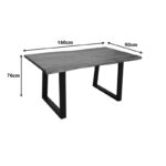 Miles table solid acacia wood thickness 3.7-4cm in walnut color with black metal legs 160x90x76cm - Image 5
