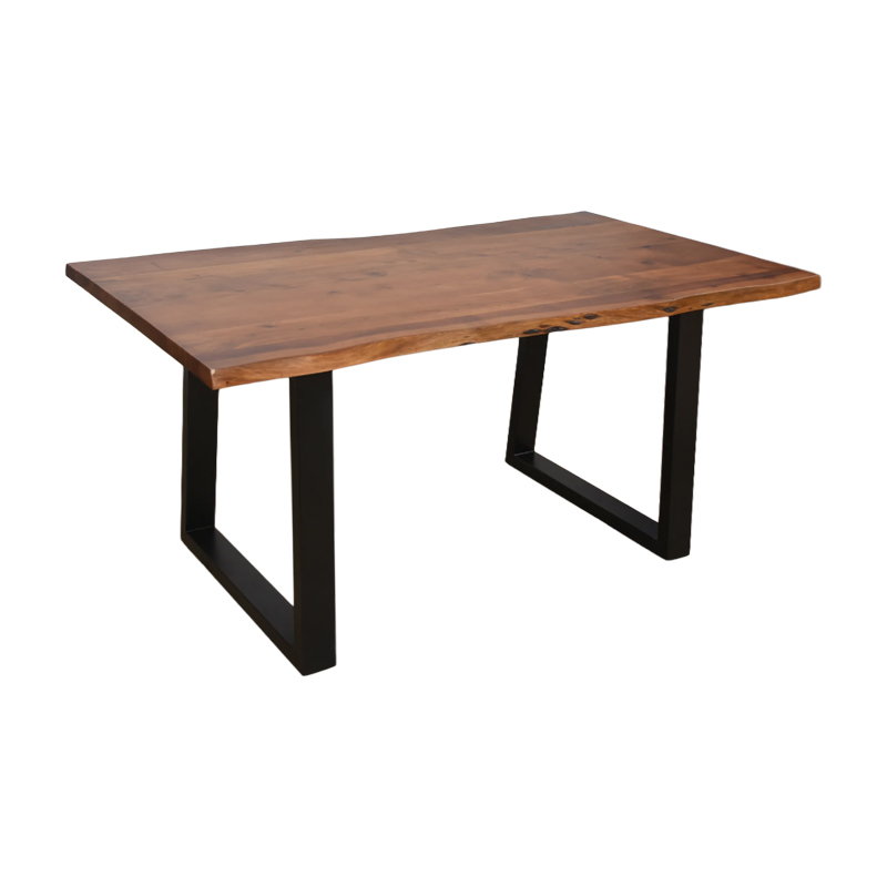 372-000020 Miles table solid acacia wood thickness 3.7-4cm in walnut color with black metal legs 160x90x76cm - Image 1
