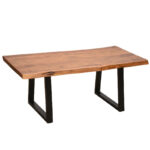 Miles coffee table solid acacia wood thickness 3.7-4cm in walnut color with black metal legs 115x60x45cm - Image 2