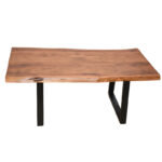 Miles coffee table solid acacia wood thickness 3.7-4cm in walnut color with black metal legs 115x60x45cm - Image 3