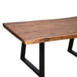 Miles coffee table solid acacia wood thickness 3.7-4cm in walnut color with black metal legs 115x60x45cm - Image 4