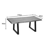 Miles coffee table solid acacia wood thickness 3.7-4cm in walnut color with black metal legs 115x60x45cm - Image 6