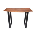 Bar table Miles solid acacia wood 3.7-4cm in walnut color with black metal legs 120x53x97cm - Image 2