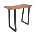 Bar table Miles solid acacia wood 3.7-4cm in walnut color with black metal legs 120x53x97cm