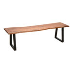 Miles Slim bench solid acacia wood in walnut color with black metal legs 160x40x45cm