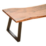 Miles Slim bench solid acacia wood in walnut color with black metal legs 160x40x45cm - Image 3