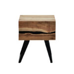 Imena bedside table solid Acacia wood in natural shade with black metal legs 45x35x56cm - Слика 4