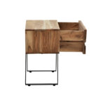 Imena bedside table solid Acacia wood in natural shade with black metal legs 45x35x56cm - Слика 5