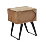 Imena bedside table solid Acacia wood in natural shade with black metal legs 45x35x56cm - Слика 6