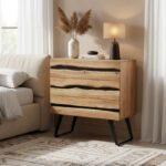 Imena Chest of drawers solid Acacia wood in natural shade with black metal legs 80x38x86,5cm - Слика 2