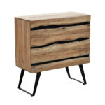 Imena Chest of drawers solid Acacia wood in natural shade with black metal legs 80x38x86,5cm