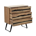 Imena Chest of drawers solid Acacia wood in natural shade with black metal legs 80x38x86,5cm - Слика 3