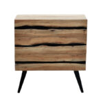 Imena Chest of drawers solid Acacia wood in natural shade with black metal legs 80x38x86,5cm - Слика 4