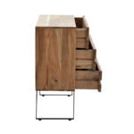 Imena Chest of drawers solid Acacia wood in natural shade with black metal legs 80x38x86,5cm - Слика 5