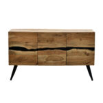 Imena Cabinet solid Acacia wood in natural shade with black metal legs 148x43.5x86cm - Слика 4